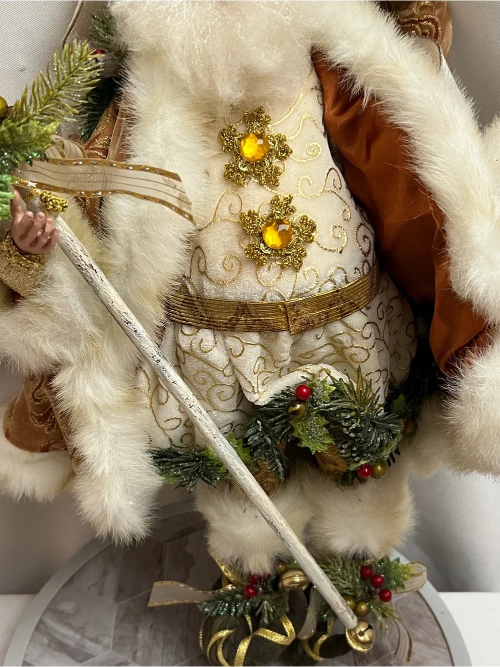 Mark Roberts Collection 20” Christmas Santa Claus Figurine Gold Ivory Holiday